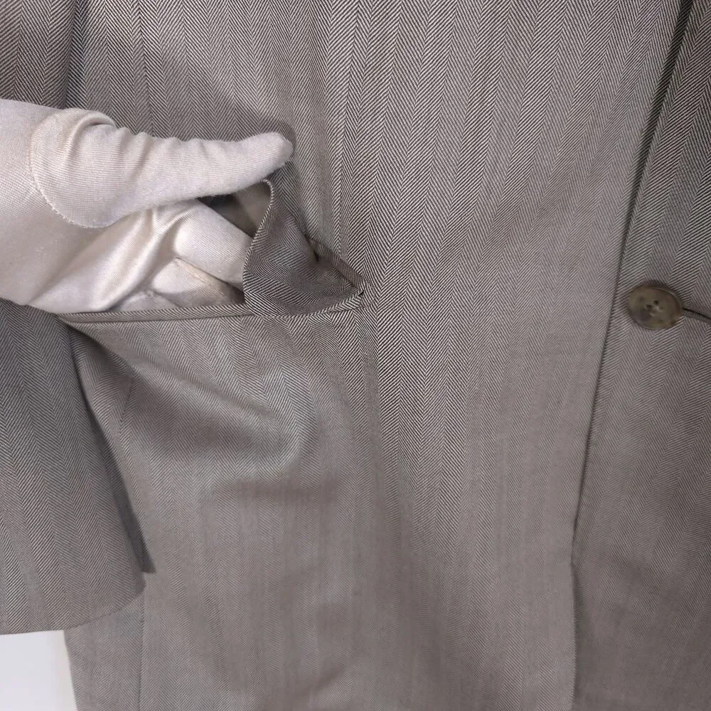 ERMENEGILDO ZEGNA Trofeo Silk Herringbone Blazer Beige Men‎ 42L SWITZERLAND